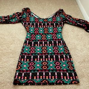 Fun print back cutout dress
